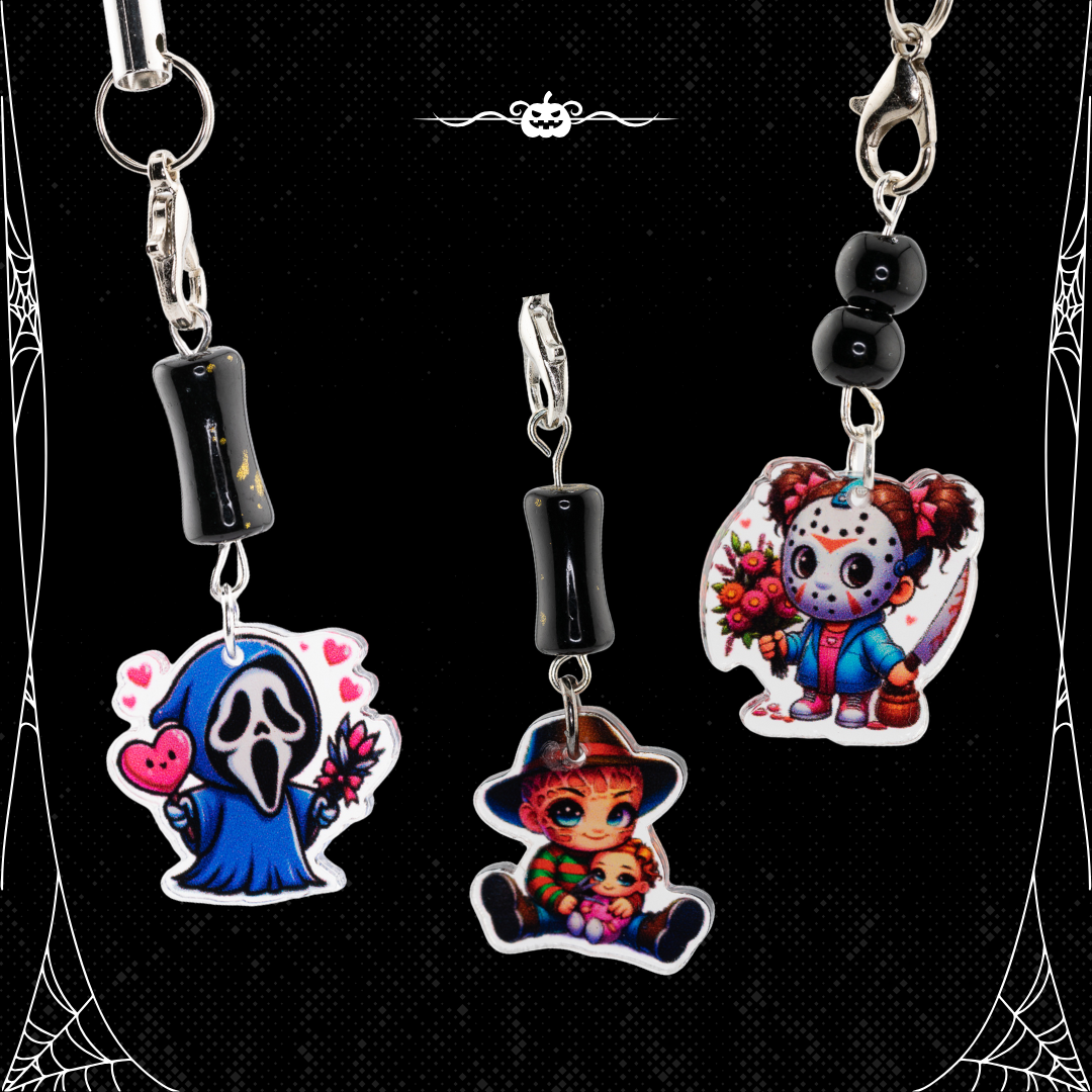 Spooky-Cute Halloween Phone Chains | Chibi Scary Movie Charms